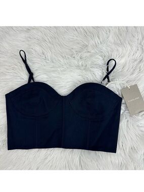 Everlane Navy Blue Structured Sweetheart Bustier Corset Top Size 4 NWT Womens‎